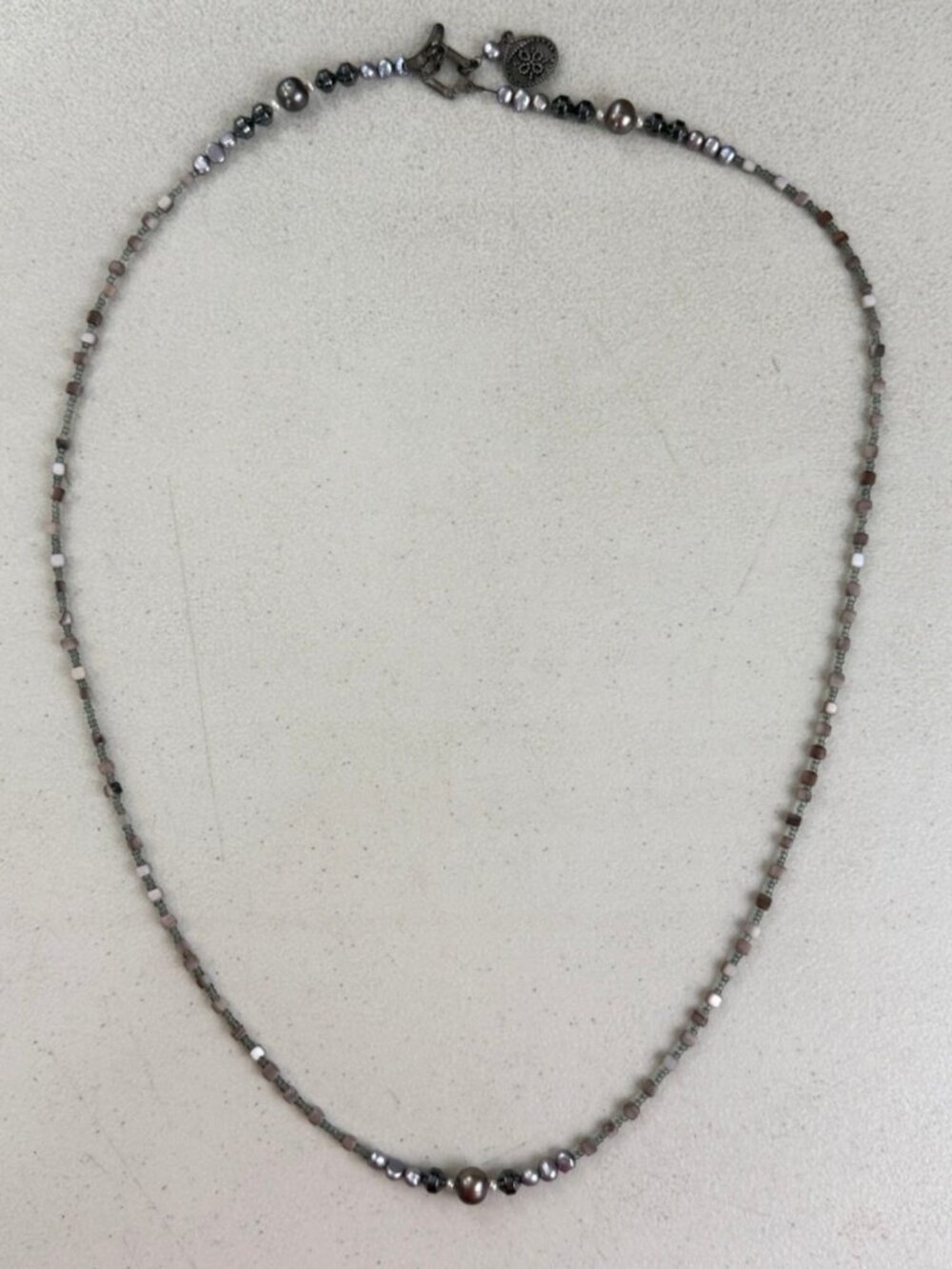 SILPADA N1784 VINTAGE STERLING 925 FRESHWATER PEARL HEMATITE TOGGLE NECKLACE - Picture 6 of 7